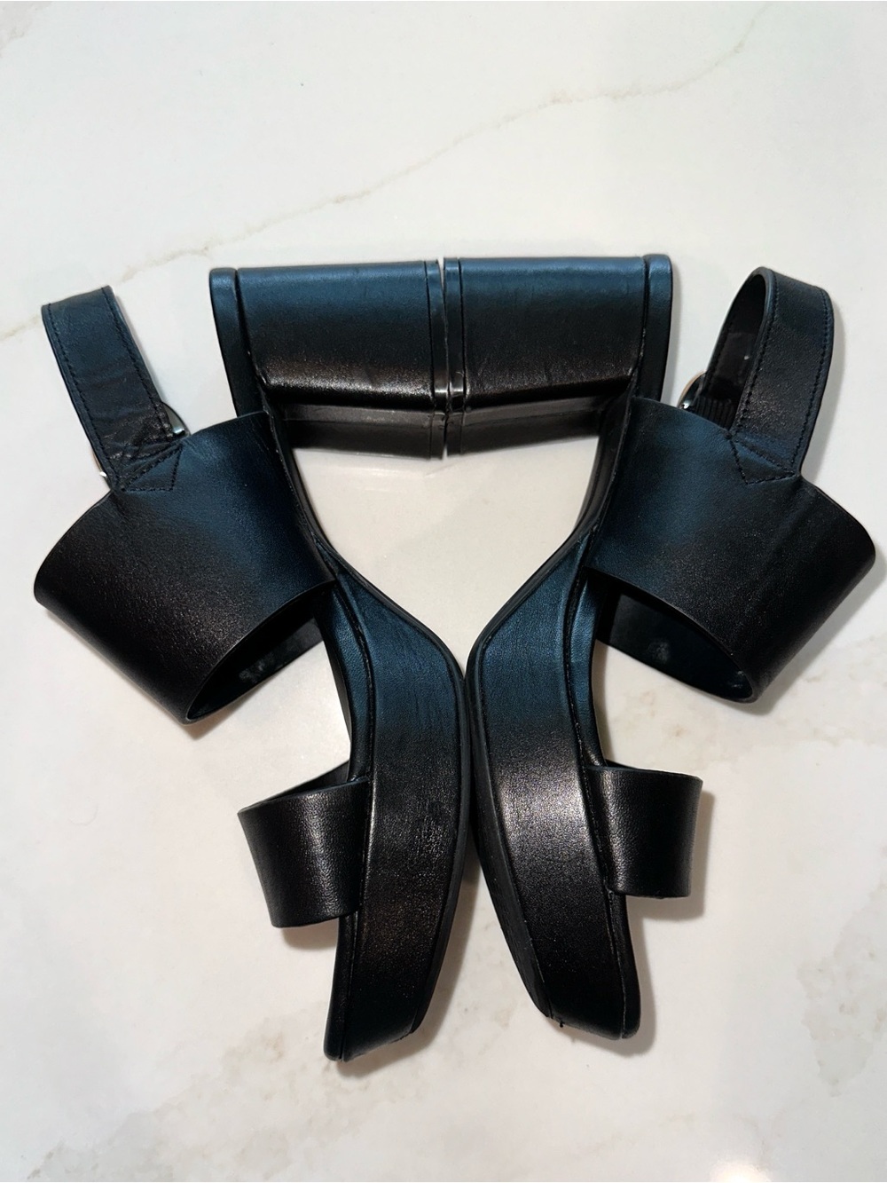 AREOSOLES Camera Leather Platform Sandal in Black - Picture 12 of 16